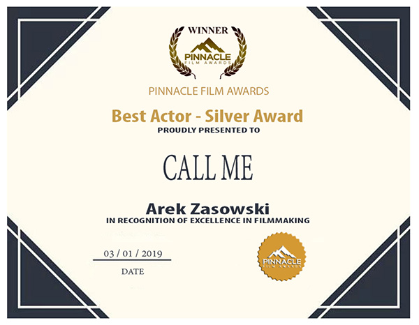Best Actor - Call Me - Pinnacle Film Awards, Hollywood Hills, CA