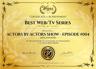 Vegas Movie Awards Certificate